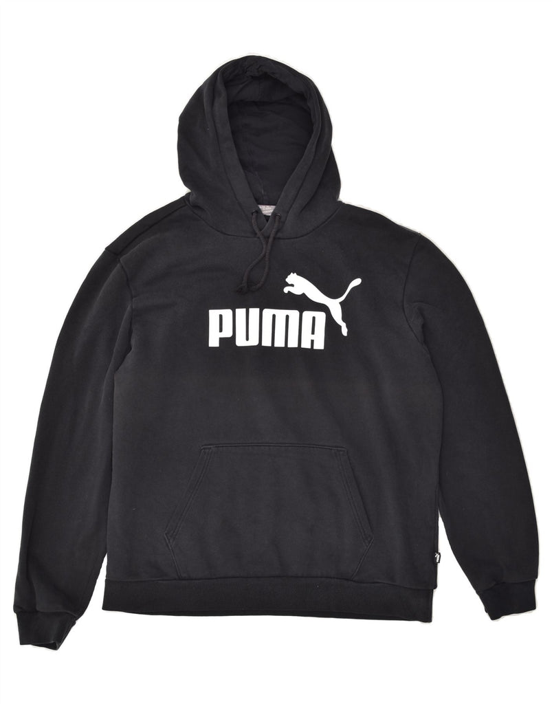 PUMA Mens Graphic Hoodie Jumper Large Black Cotton | Vintage Puma | Thrift | Second-Hand Puma | Used Clothing | Messina Hembry 