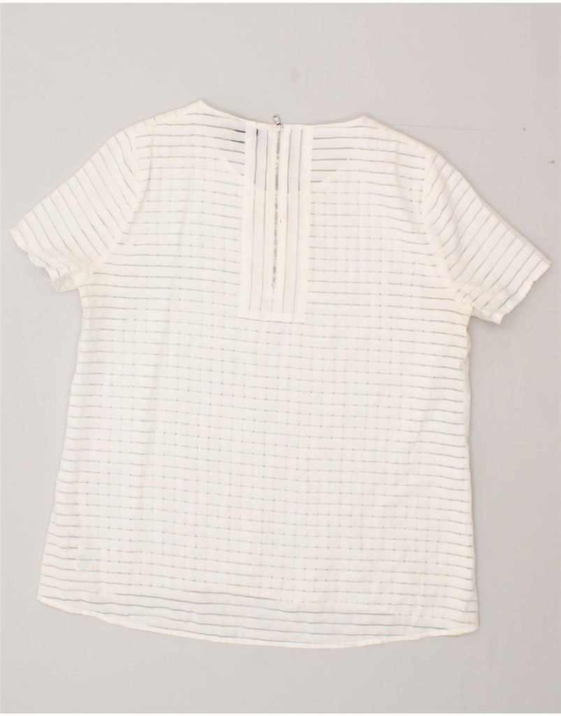 J. CREW Womens See Through Blouse Top US 12 Large White Striped Viscose Vintage J. Crew and Second-Hand J. Crew from Messina Hembry 