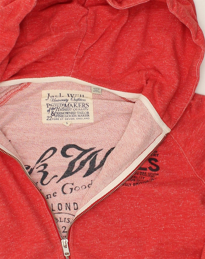 JACK WILLS Mens Zip Hoodie Sweater Large Red Flecked Cotton | Vintage Jack Wills | Thrift | Second-Hand Jack Wills | Used Clothing | Messina Hembry 