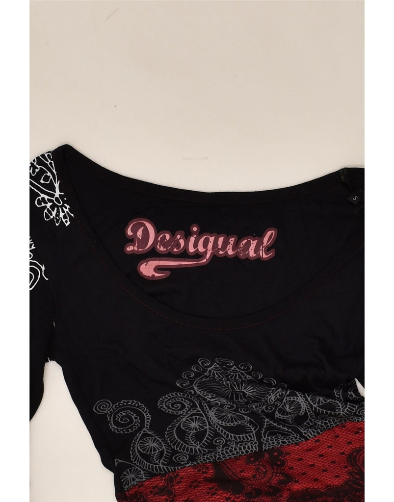 DESIGUAL Womens Long Sleeve A-Line Dress UK 8 Small Red Paisley | Vintage Desigual | Thrift | Second-Hand Desigual | Used Clothing | Messina Hembry 