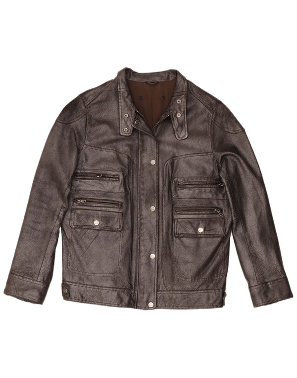 Marc Aurel Womens Leather Jacket UK 14 Medium Black Leather