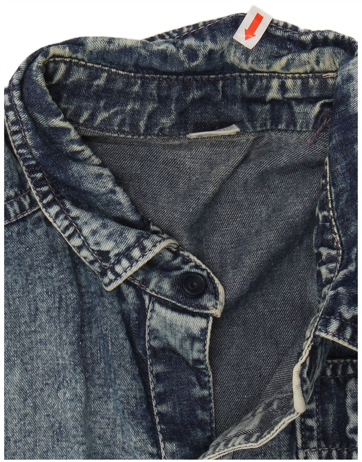 GLOBE TROTTER Mens Denim Shirt Medium Blue Cotton