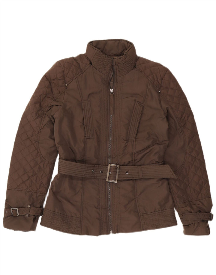 Zara Womens Quilted Jacket UK 16 Large Brown Polyester