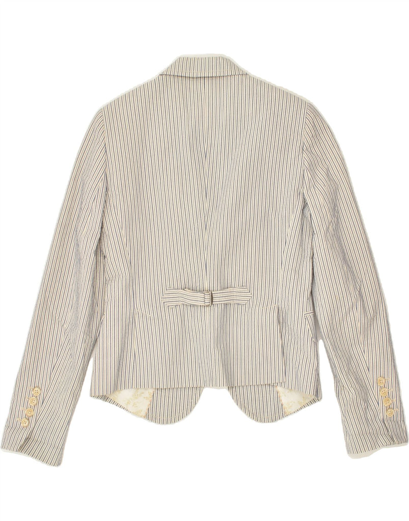 MASSIMO DUTTI Womens 1 Button Blazer Jacket EU 40 Medium Beige Pinstripe | Vintage Massimo Dutti | Thrift | Second-Hand Massimo Dutti | Used Clothing | Messina Hembry 