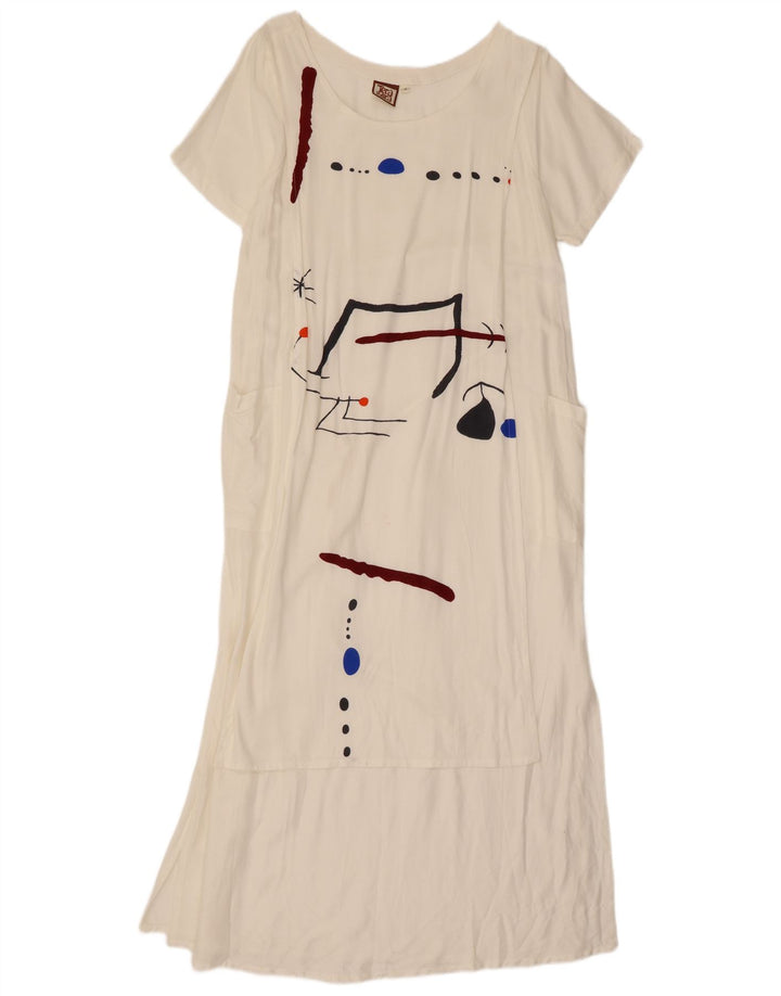 Tera Bora Womens Graphic Maxi Dress UK 12 Medium White