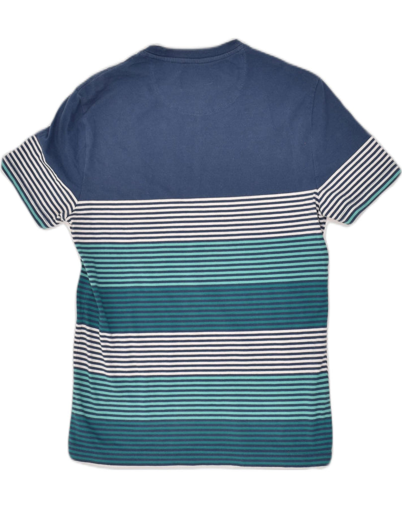 PENGUIN Mens T-Shirt Top Small Blue Striped Cotton | Vintage Penguin | Thrift | Second-Hand Penguin | Used Clothing | Messina Hembry 