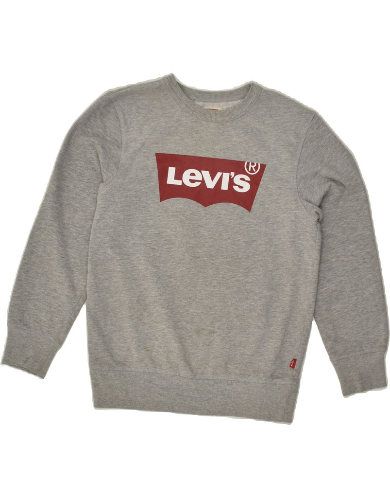 LEVI'S Girls Graphic Sweatshirt Jumper 10-11 Years Medium  Grey Cotton | Vintage Levi's | Thrift | Second-Hand Levi's | Used Clothing | Messina Hembry 