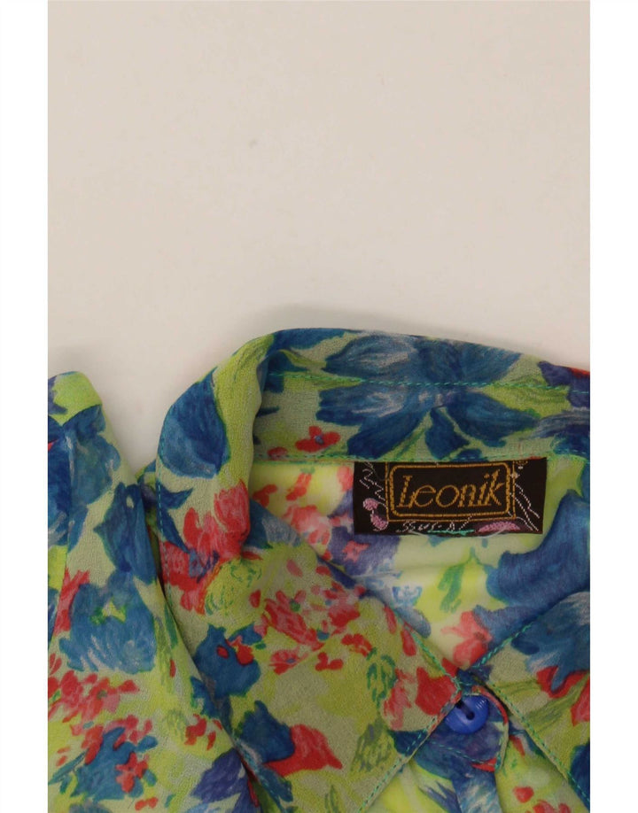 Leonik Womens See Through Shirt Blouse IT 52 2XL Green Floral