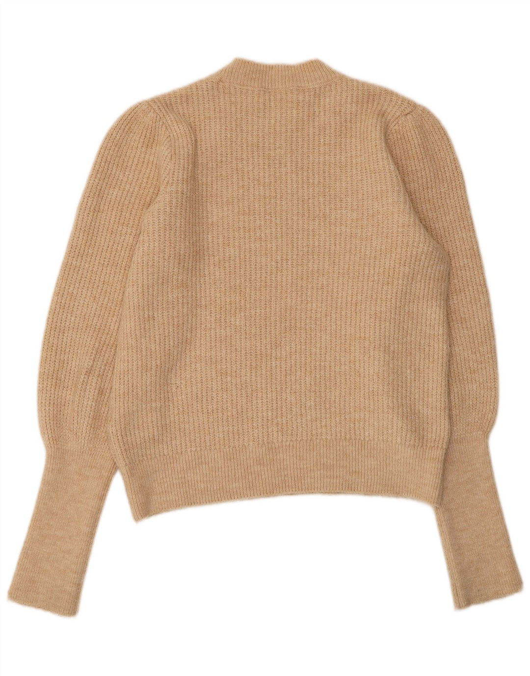 WAREHOUSE Womens Crew Neck Jumper Sweater UK 12 Medium Beige Acrylic