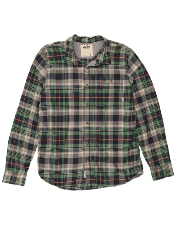 Vans Mens Flannel Shirt Large Green Check Cotton