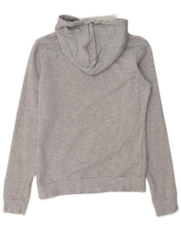 Puma Womens Graphic Hoodie Jumper UK 8 Small Grey Flecked Cotton