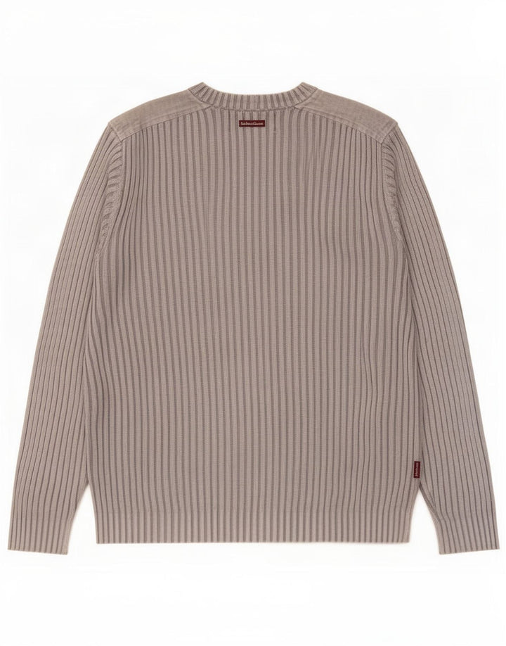 Marlboro Classics Mens V-Neck Jumper Sweater Large Grey Cotton