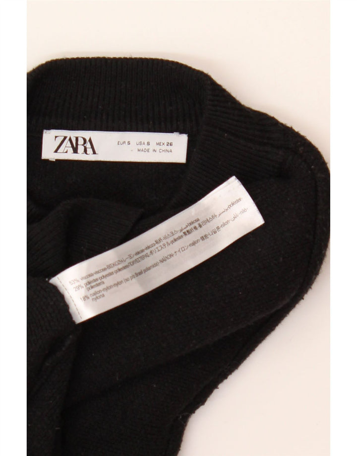 Zara Womens Oversized Crew Neck Jumper Sweater UK 10 Small Black Viscose
