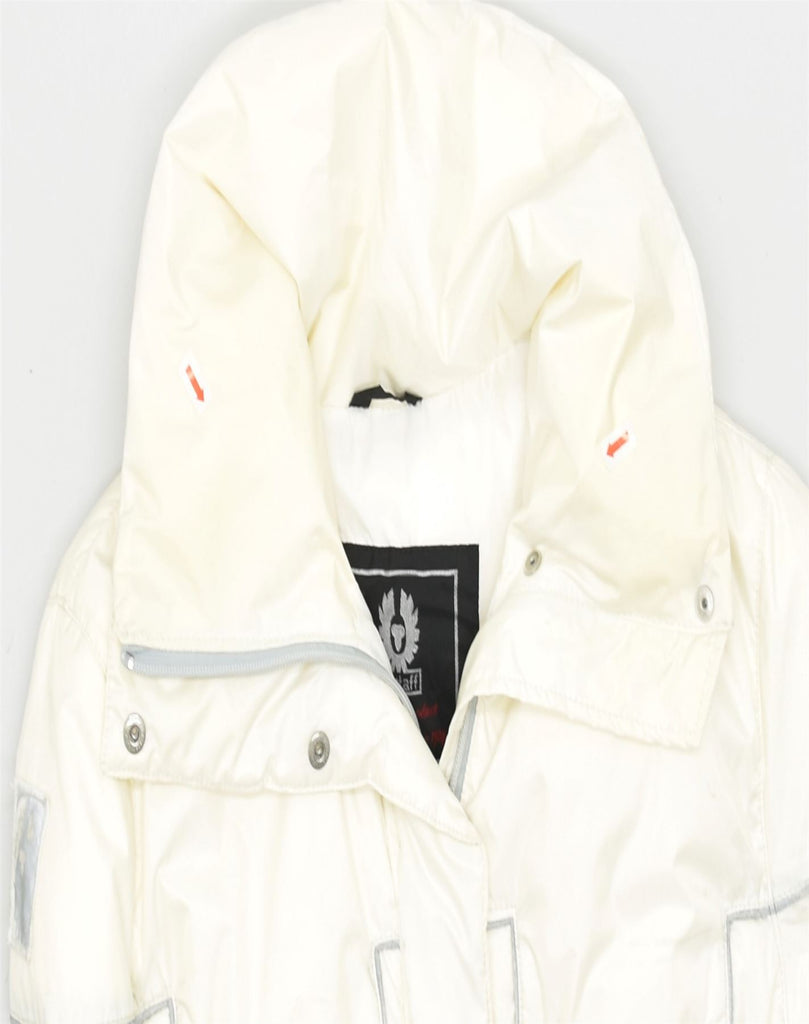 BELSTAFF Womens Padded Jacket IT 42 Medium Off White Nylon | Vintage | Thrift | Second-Hand | Used Clothing | Messina Hembry 