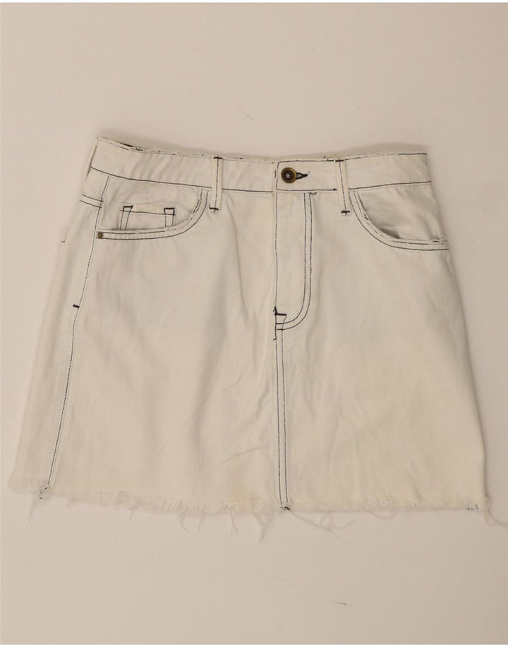 Zara Womens Mini Denim Skirt Small W27  White