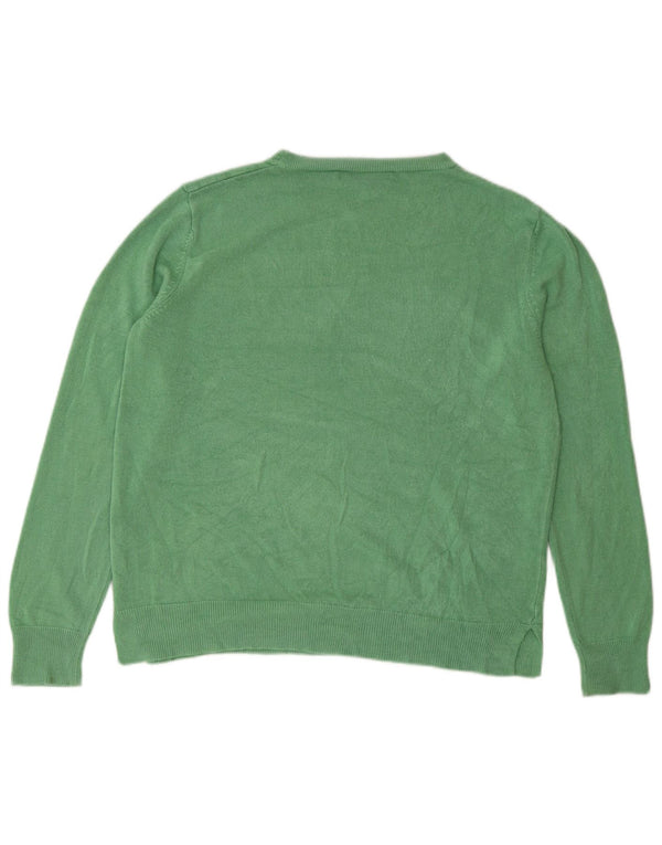 Marks & Spencer Womens Crew Neck Jumper Sweater UK 16 Large Green Acrylic