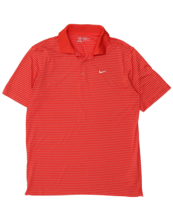 Nike Mens Dri Fit Polo Shirt Medium Red Striped Polyester