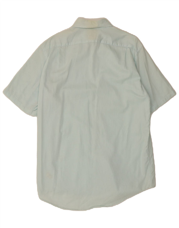 LACOSTE Mens Short Sleeve Shirt Size 40 Medium Blue Pinstripe Cotton Vintage Lacoste and Second-Hand Lacoste from Messina Hembry 