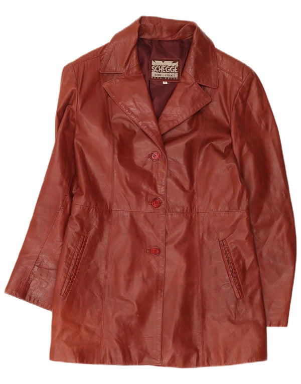 Schegge Womens 3 Button Leather Blazer Jacket IT 44 Medium Brown Leather