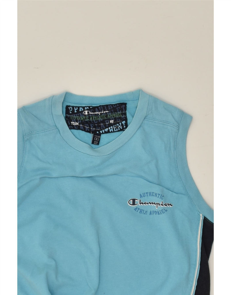 CHAMPION Boys Graphic Vest Top 9-10 Years Medium  Blue Cotton | Vintage Champion | Thrift | Second-Hand Champion | Used Clothing | Messina Hembry 