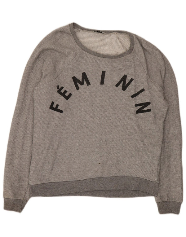 WHISTLES Womens Oversized Graphic Sweatshirt Jumper UK 8 Small  Grey