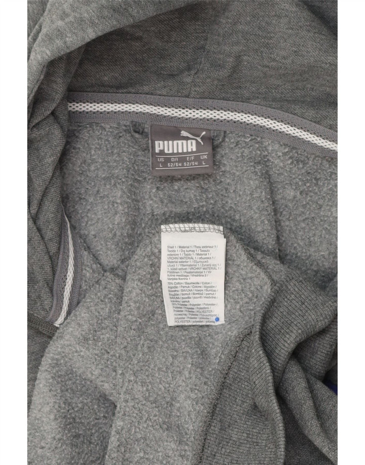 PUMA Mens Graphic Zip Hoodie Sweater Large Grey Cotton
