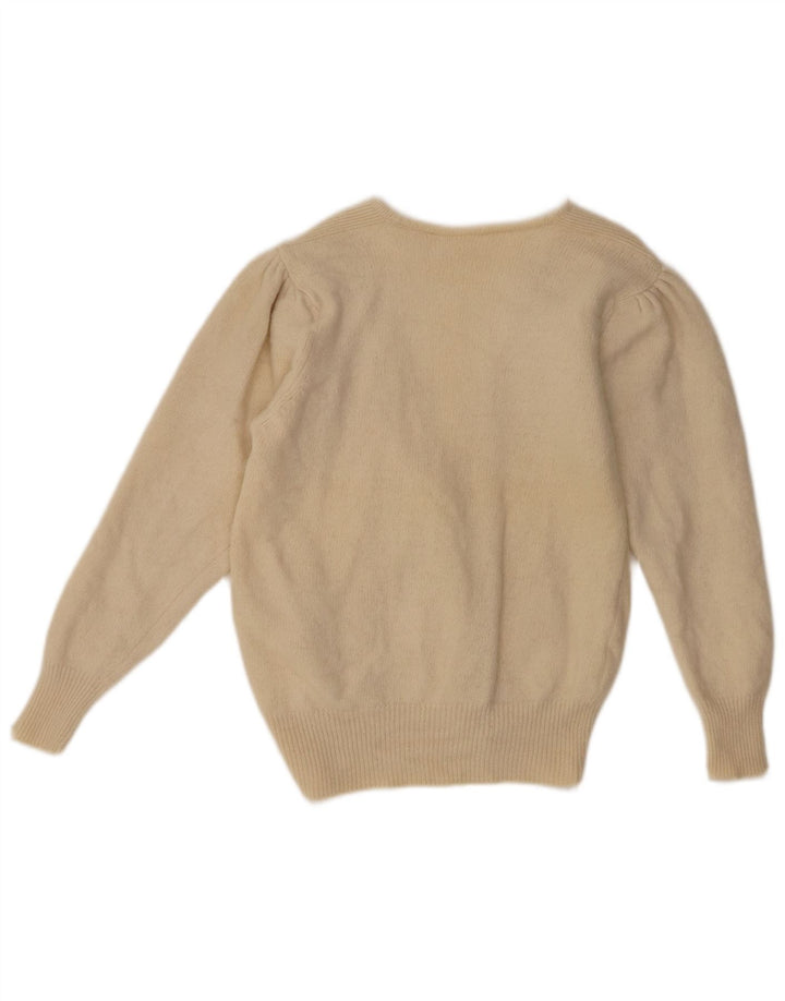 Vintage Womens Cardigan Sweater UK 10 Small Beige