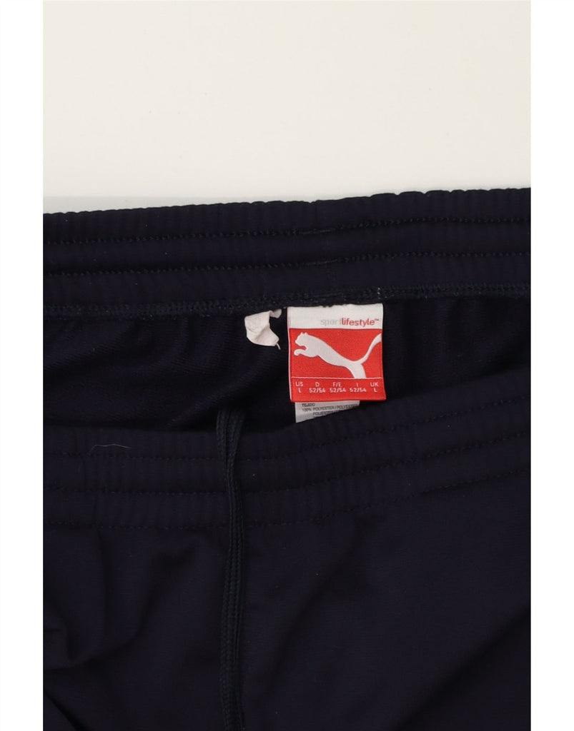 PUMA Mens Tracksuit Trousers Large Navy Blue Colourblock Polyester Vintage Puma and Second-Hand Puma from Messina Hembry 