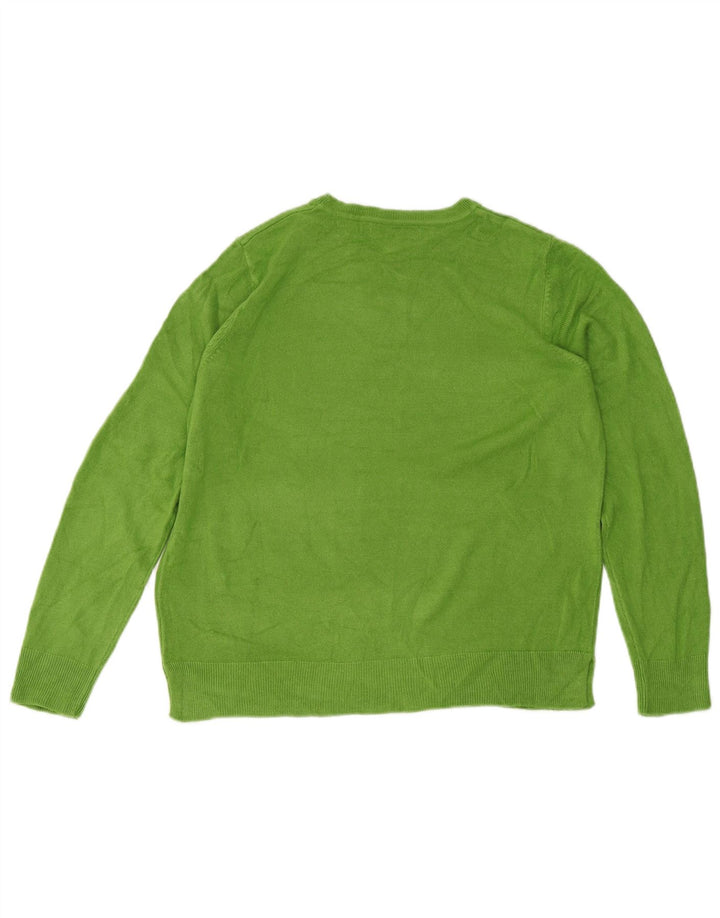Marks & Spencer Womens Crew Neck Jumper Sweater UK 12 Medium  Green Acrylic