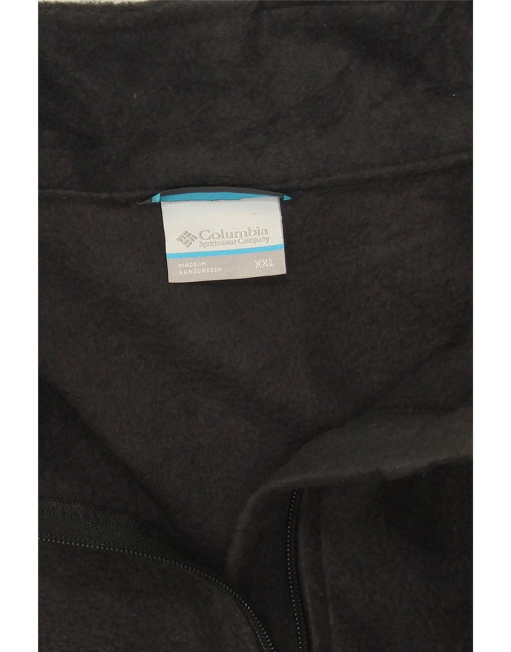 COLUMBIA Mens Zip Neck Fleece Jumper 2XL Grey Colourblock Polyester