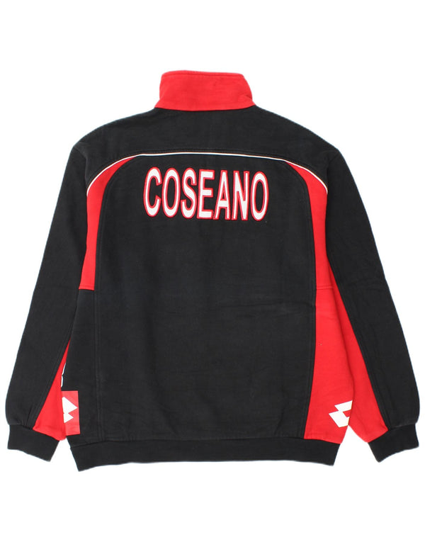 Lotto Mens Graphic Zip Neck Sweatshirt Jumper XL Black Colourblock Cotton