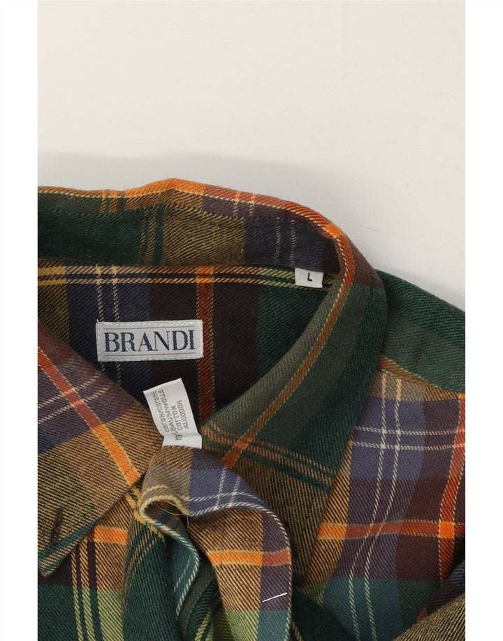 Brandi Mens Flannel Shirt Large Green Plaid Cotton