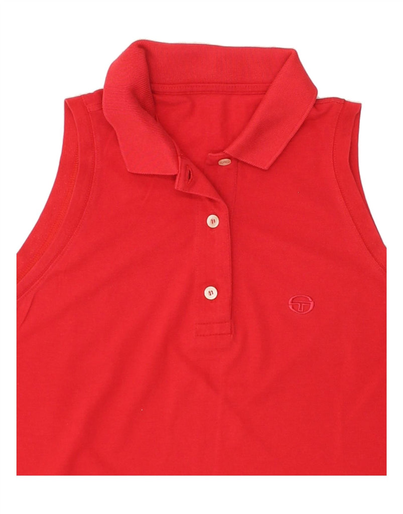 SERGIO TACCHINI Womens Sleeveless Polo Shirt UK 12 Medium Red Vintage Sergio Tacchini and Second-Hand Sergio Tacchini from Messina Hembry 