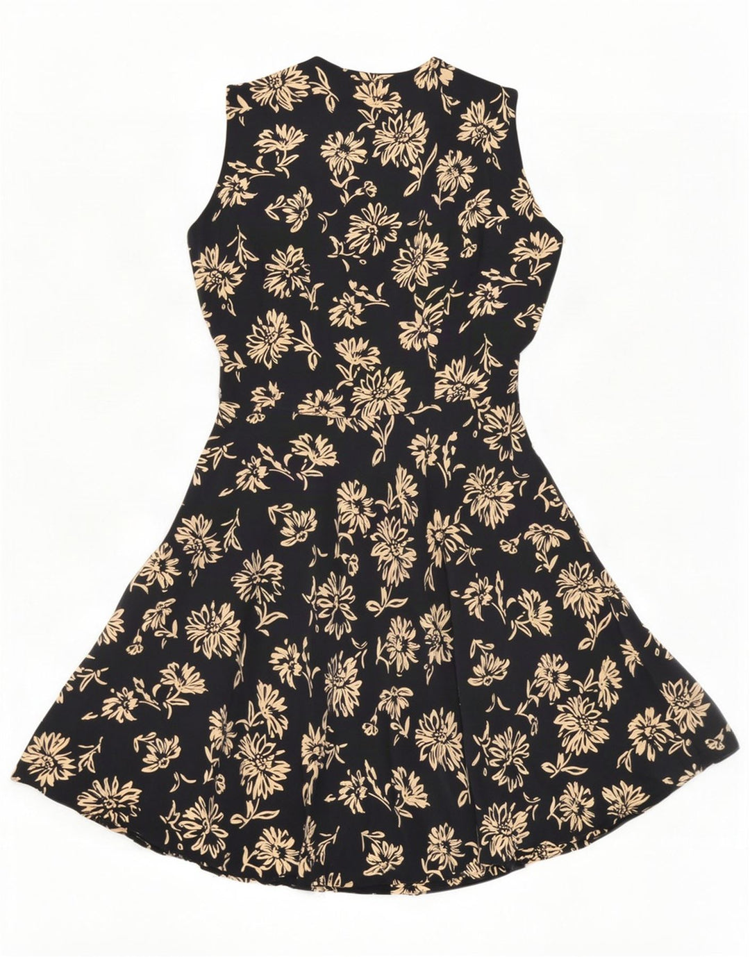 Gianfrediani Womens Sleeveless A-Line Dress IT 42 Medium Black Floral Silk