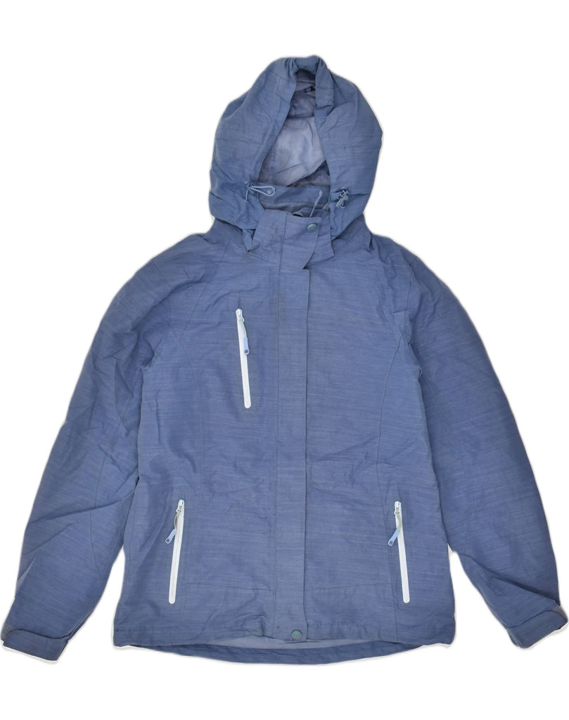 MOUNTAIN WAREHOUSE Womens Hooded Rain Jacket UK 8 Small Blue Polyester | Vintage Mountain Warehouse | Thrift | Second-Hand Mountain Warehouse | Used Clothing | Messina Hembry 