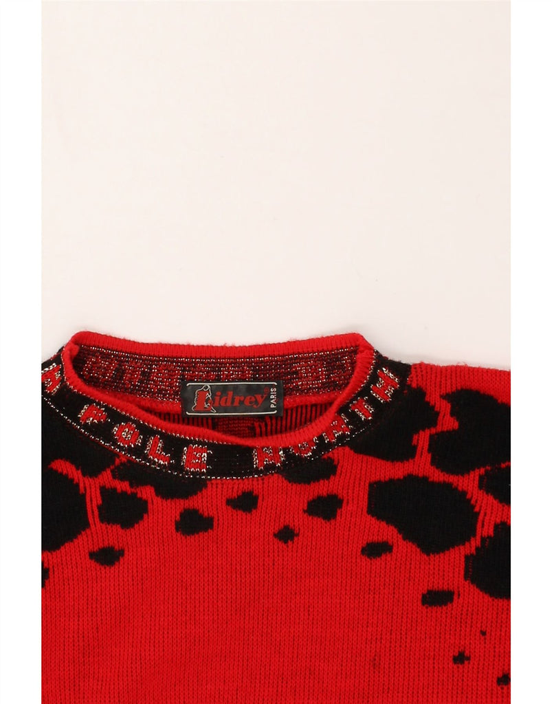 VINTAGE Womens Crew Neck Jumper Sweater UK 16 Large Red Animal Print | Vintage Vintage | Thrift | Second-Hand Vintage | Used Clothing | Messina Hembry 