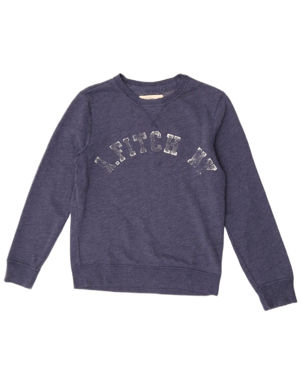 Abercrombie & Fitch Mens Graphic Sweatshirt Jumper Small Navy Blue Flecked