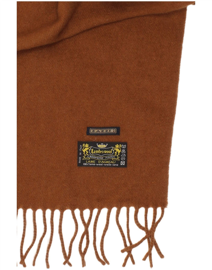Vintage Mens Rectangle Scarf One Size Brown Wool Classic