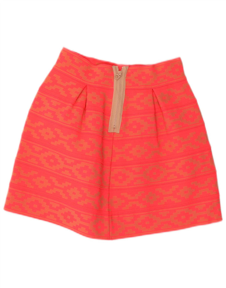 Vintage Womens A-Line Skirt UK 14 Medium W28 Orange Geometric Polyester