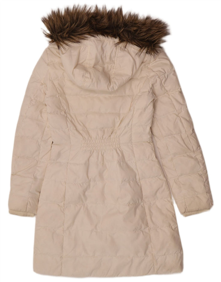 Tommy Hilfiger Womens Hooded Padded Coat UK 6 XS White Polyester