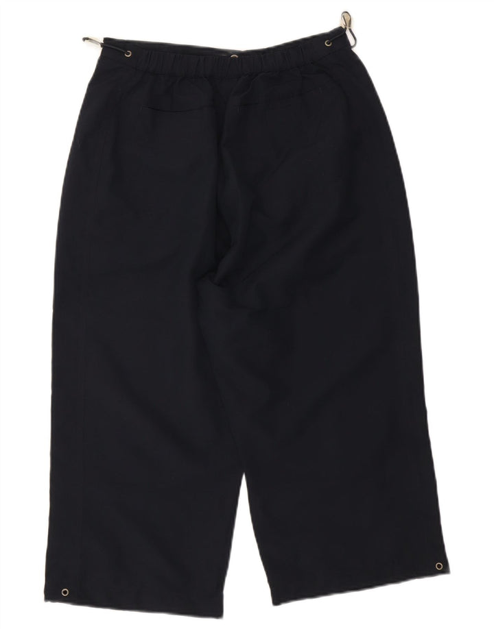 REEBOK Womens High Waist Capri Trousers UK 12 Medium W28 L19 Navy Blue