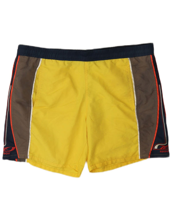 Reebok Mens Sport Shorts Large Yellow Colourblock