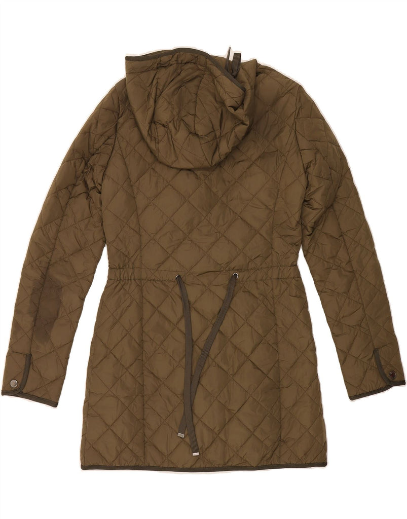 MASSIMO DUTTI Womens Hooded Quilted Overcoat UK 12 Medium Khaki Nylon Vintage Massimo Dutti and Second-Hand Massimo Dutti from Messina Hembry 