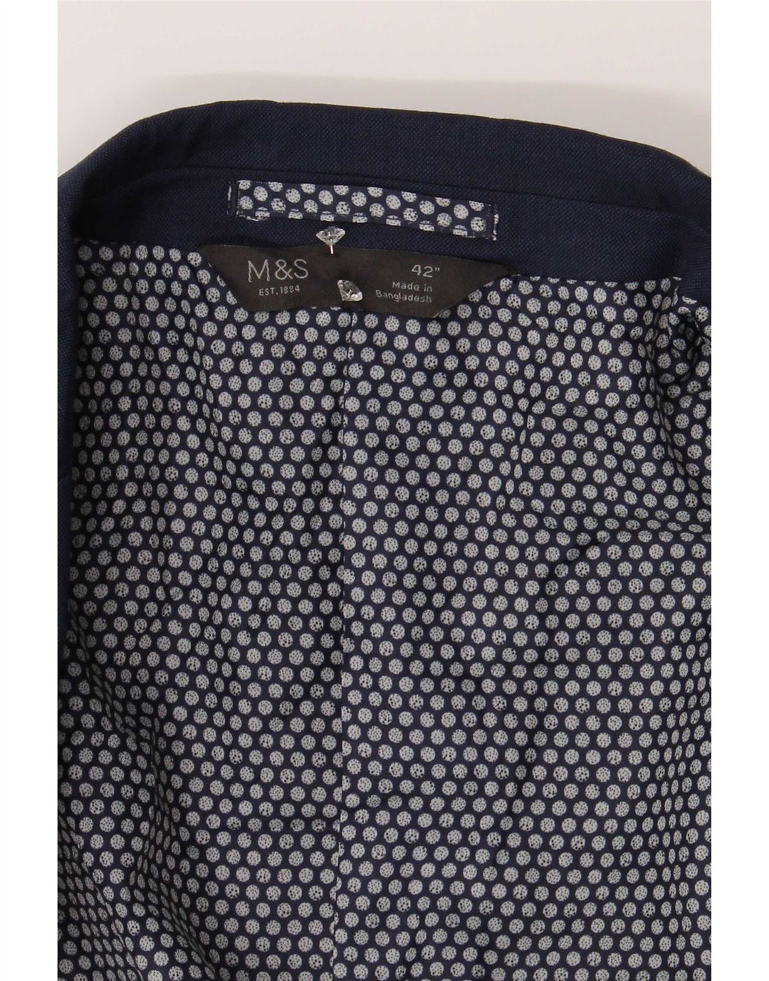 Marks & Spencer Mens 2 Button Blazer Jacket UK 42 Large Navy Blue Polyester