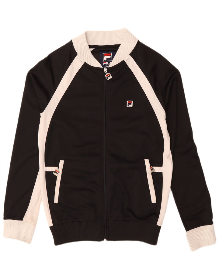 Fila Mens Tracksuit Top Jacket Small Black Colourblock Polyester