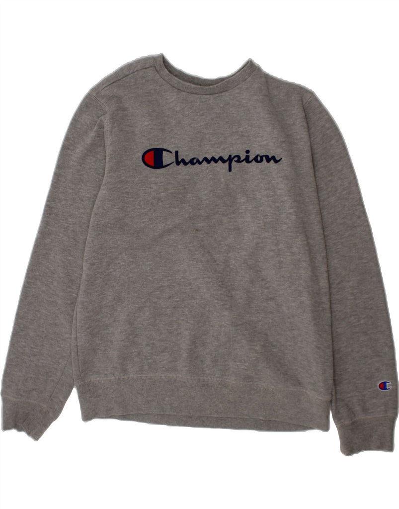 CHAMPION Boys Graphic Sweatshirt Jumper 13-14 Years XL Grey Cotton Vintage Champion and Second-Hand Champion from Messina Hembry 