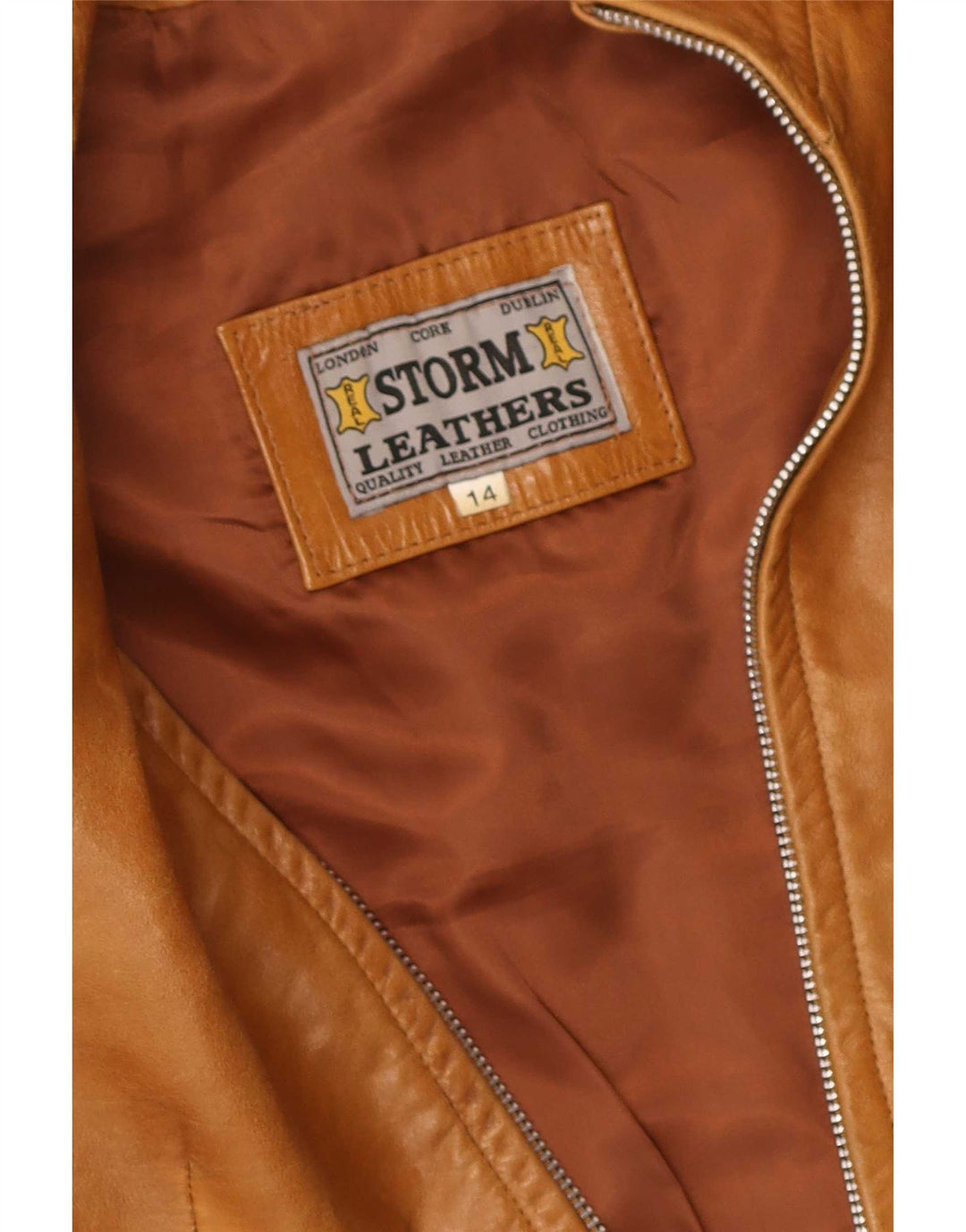 Vintage Womens Leather Jacket UK 14 Medium Beige