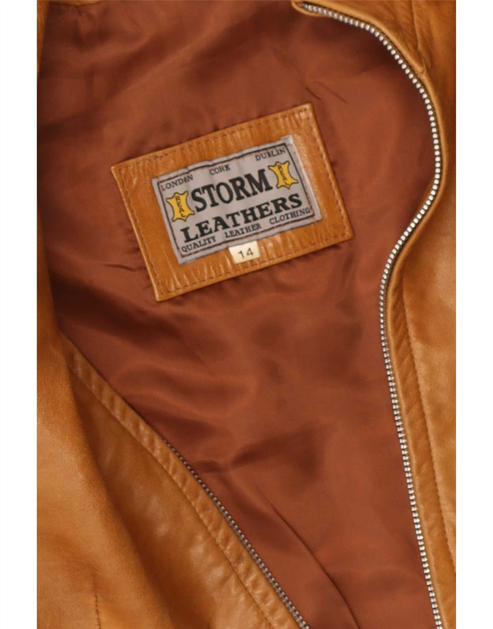 Vintage Womens Leather Jacket UK 14 Medium Beige