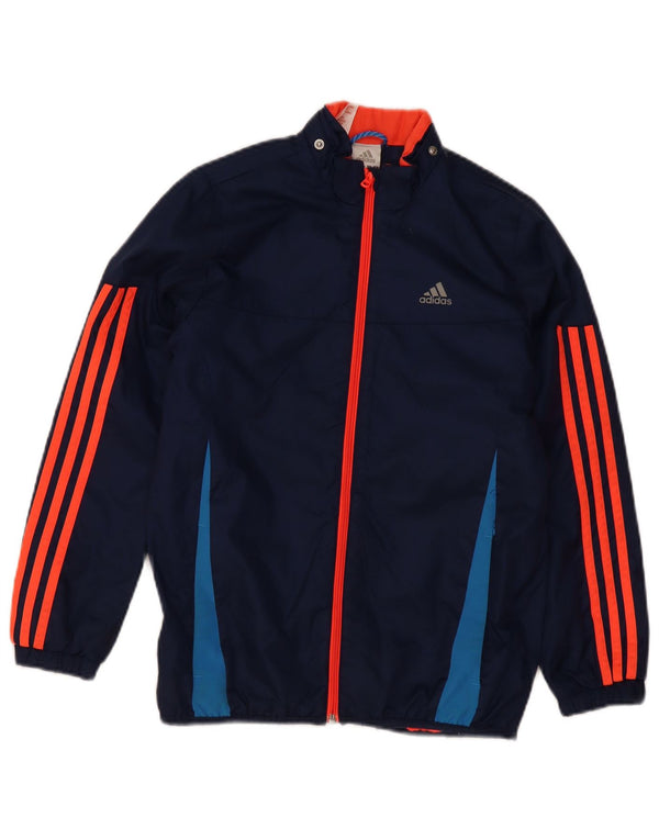 Adidas Boys Windbreaker Jacket 11-12 Years Navy Blue Colourblock Polyamide