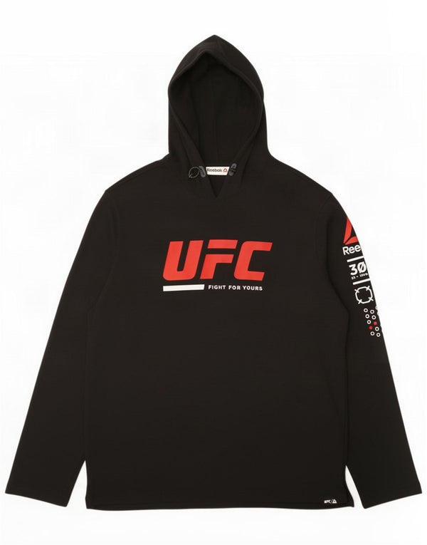 Reebok Mens Hooded Graphic Top Long Sleeve XL Black Polyester